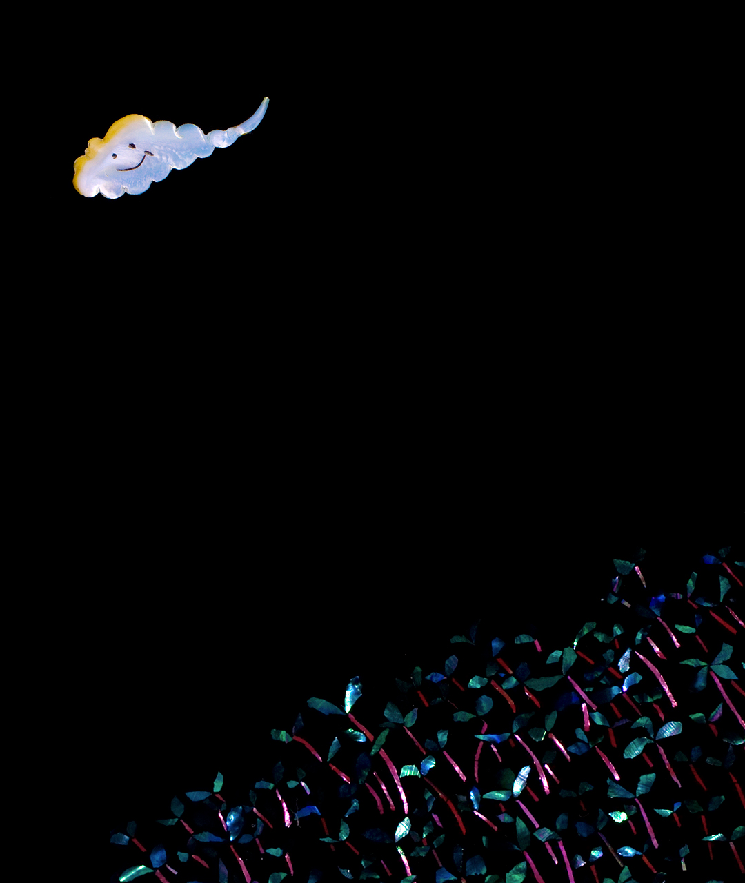 雲 螺鈿 うるし絵 白蝶貝 鮑 夜光貝 inlay mother of pearl